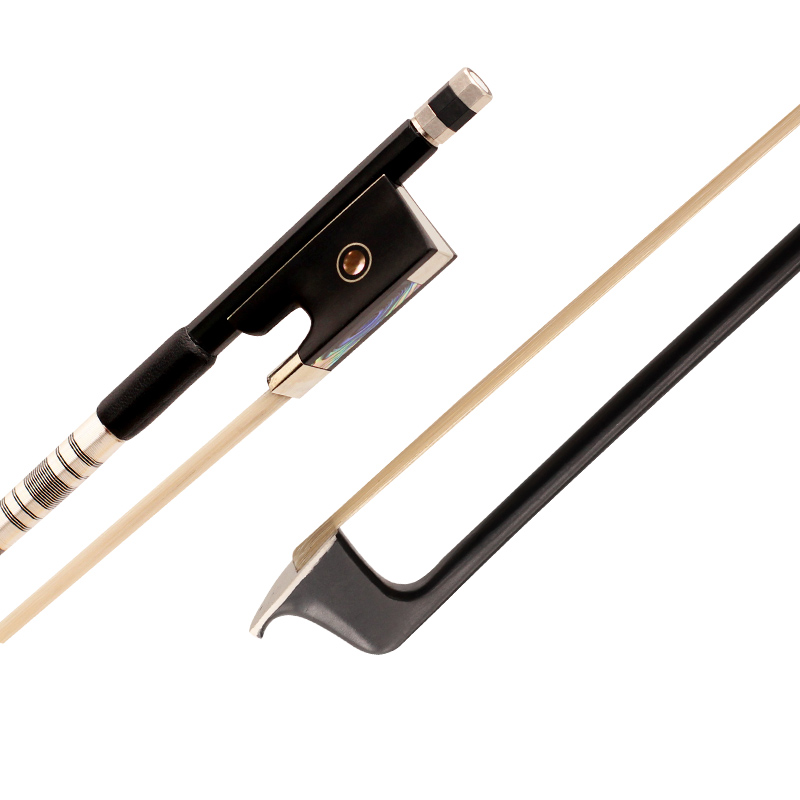 MI&VI Classic Carbon Fiber Violin Bow Light Weight Well Balanced Size 1/8 with FREE Bow Soft Bag and Ebony Frog Octagonal Silver Mount Real Mongolian Horse Hair By MIVI Music 